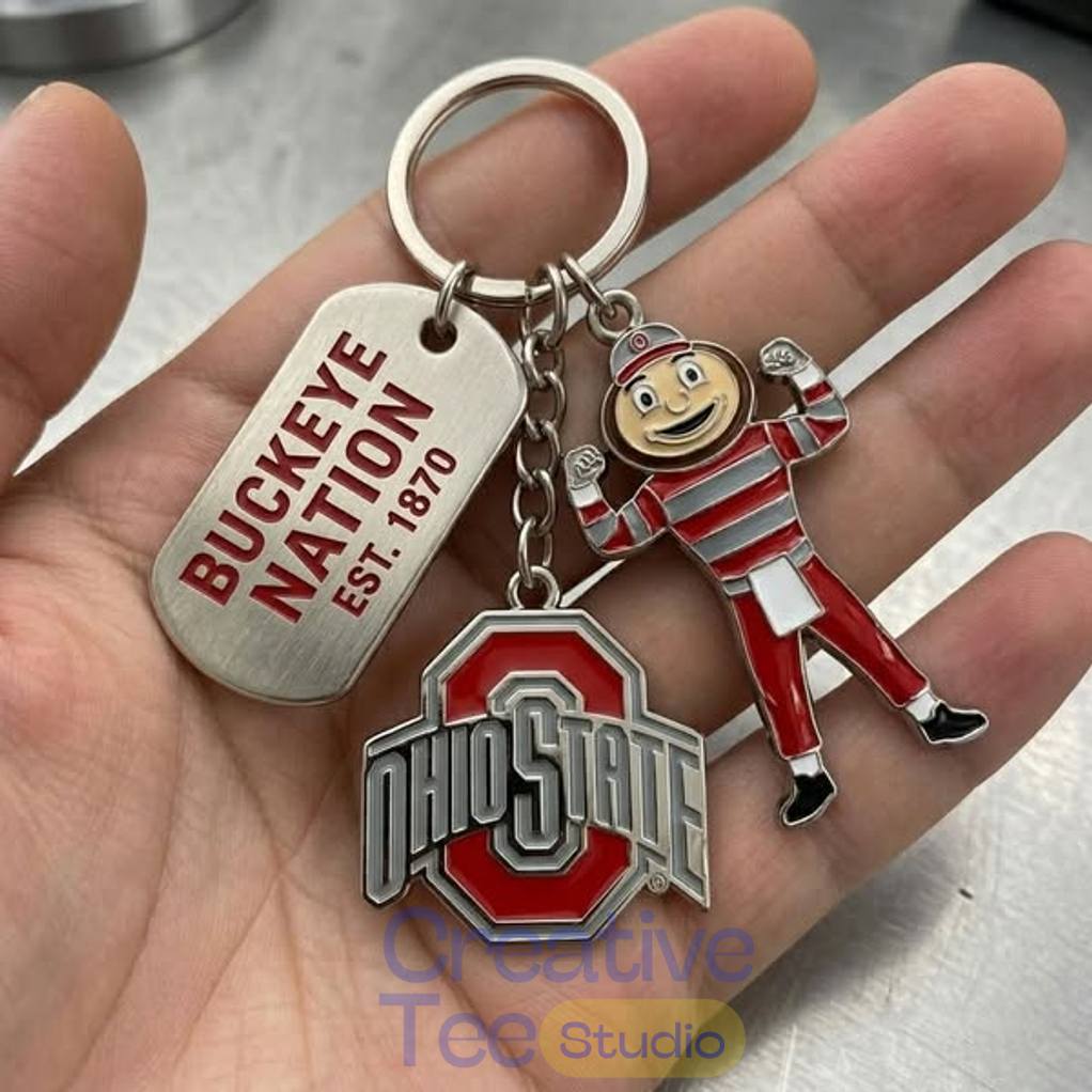Ohio State Buckeyes “Brutus” Triple-Charm Collector’s Keychain