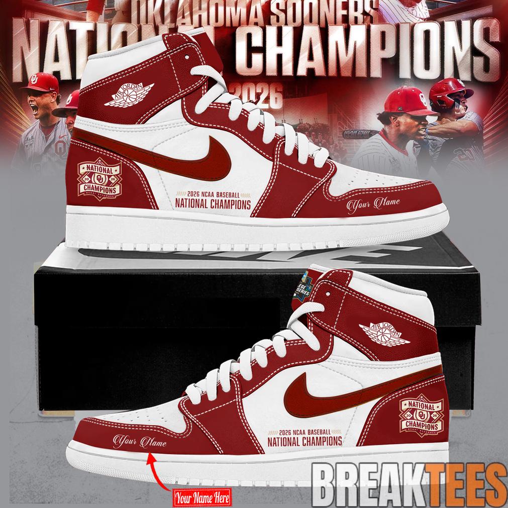 Oklahoma Sooners 2026 National Champions Custom AJ1 Sneakers
