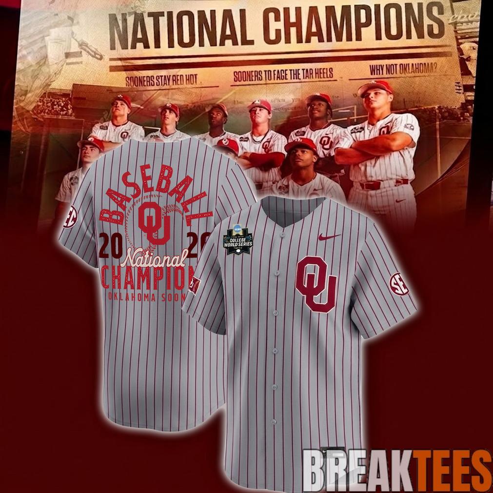 Oklahoma Baseball 2026 National Champions White-Gray Baseball Jersey