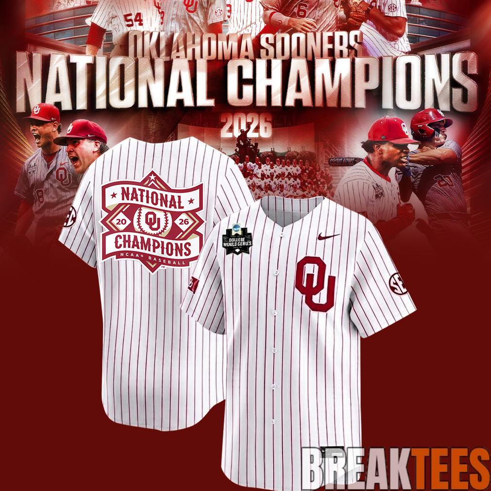 Oklahoma Baseball 2026 National Champions White-Gray Baseball Jersey