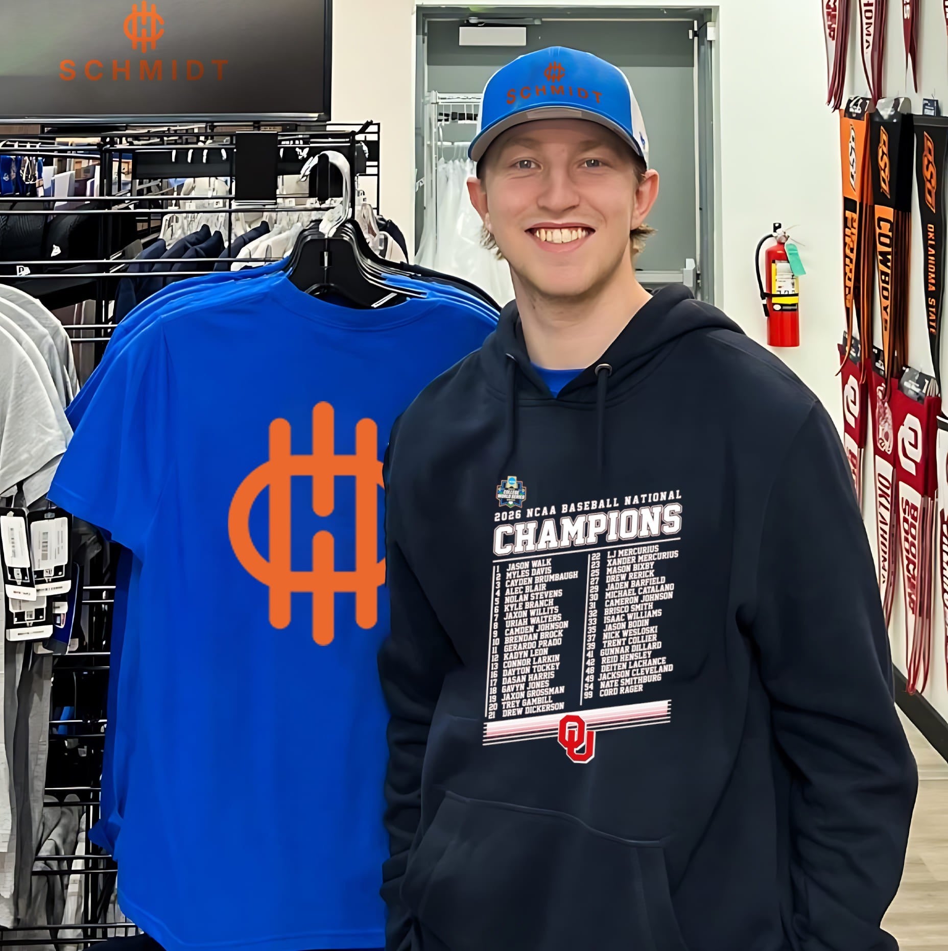 Oklahoma Sonners 2026 NCAA Baseball National Champions player name list shirt