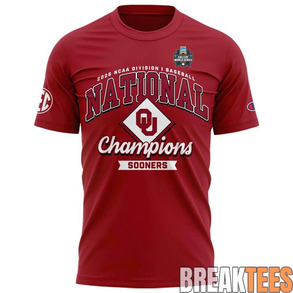 Oklahoma Sooners Red 3X College World Series Champions Shirt