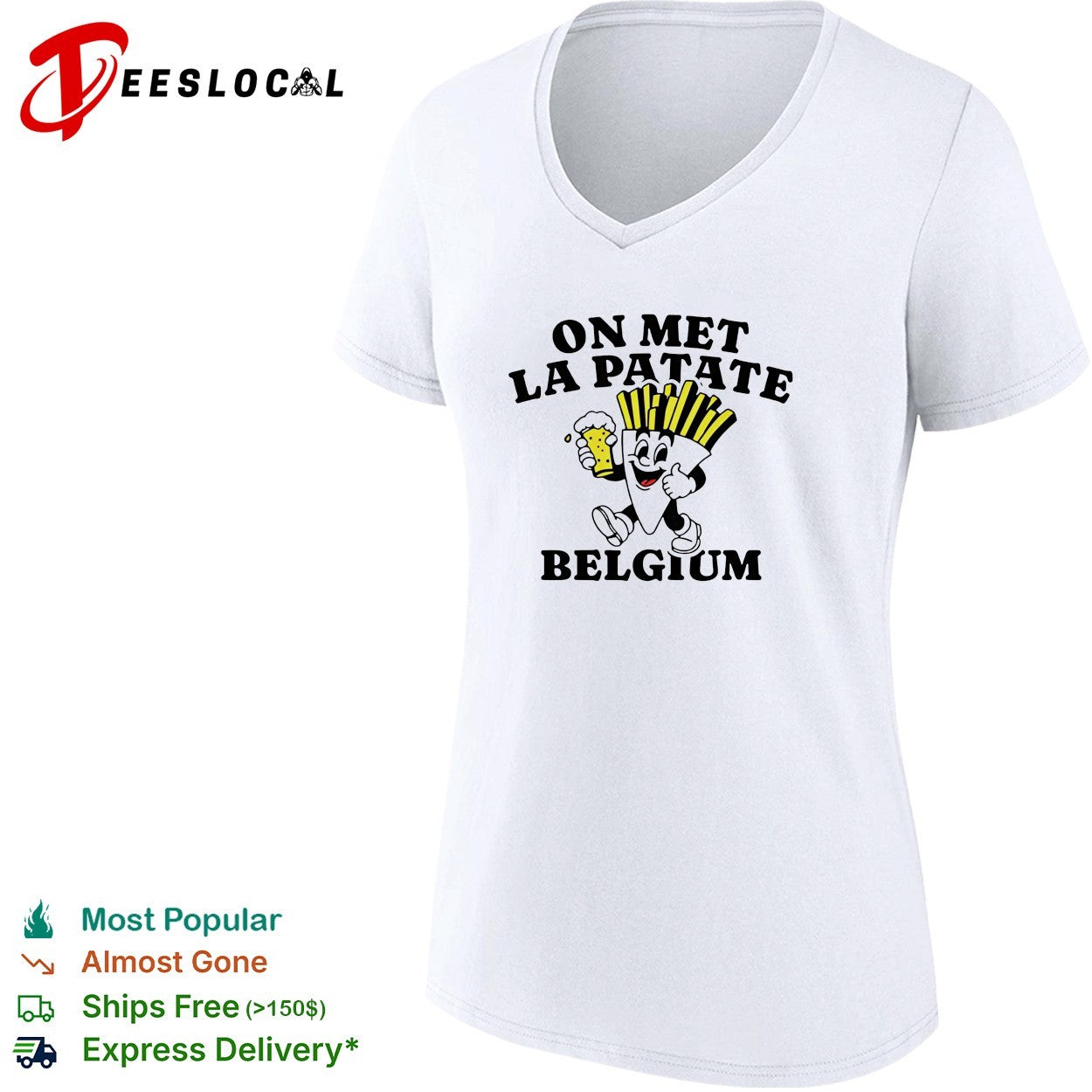 On met la patate Belgium fries beer mascot shirt
