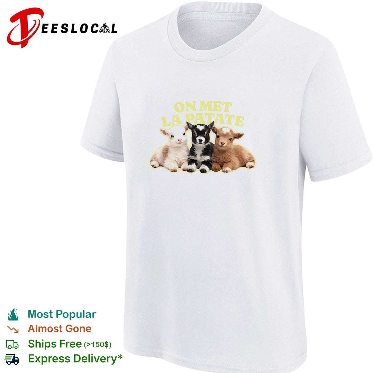 On met la patate baby goats trio shirt