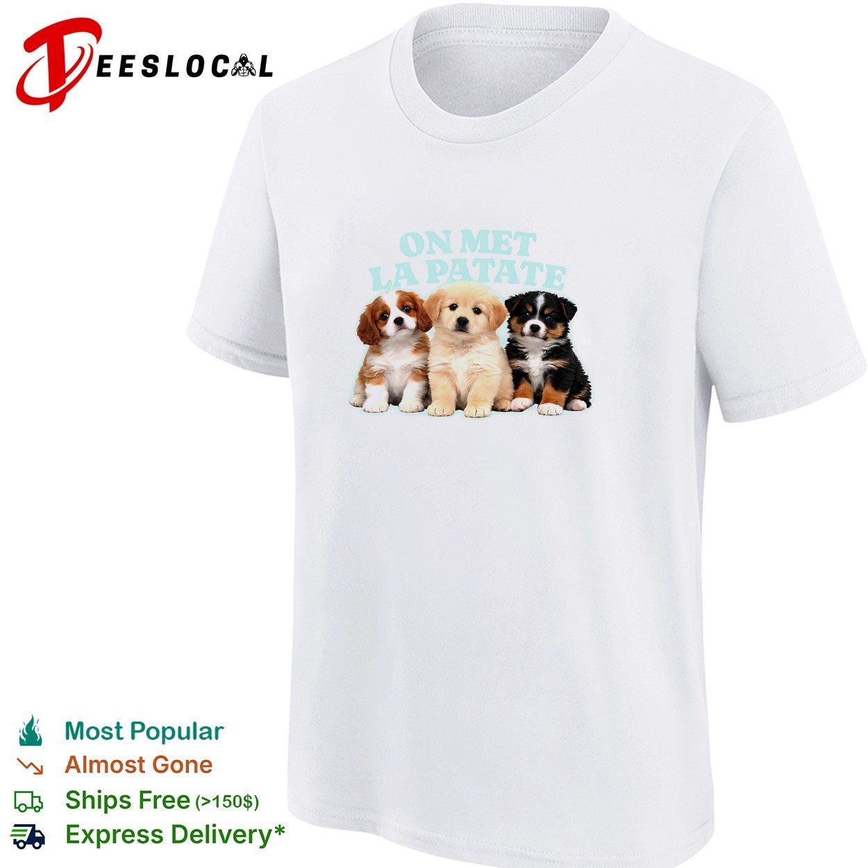 On met la patate puppies trio shirt