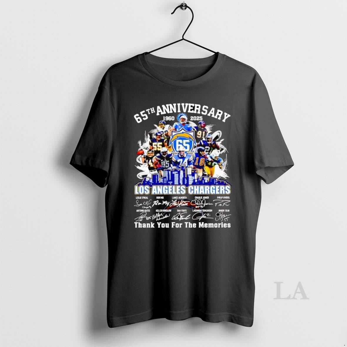 Original 65th Anniversary 1960 2025 Los Angeles Chargers Team Players Shirt Hoodie Sweatshirt | PurePodTees.com