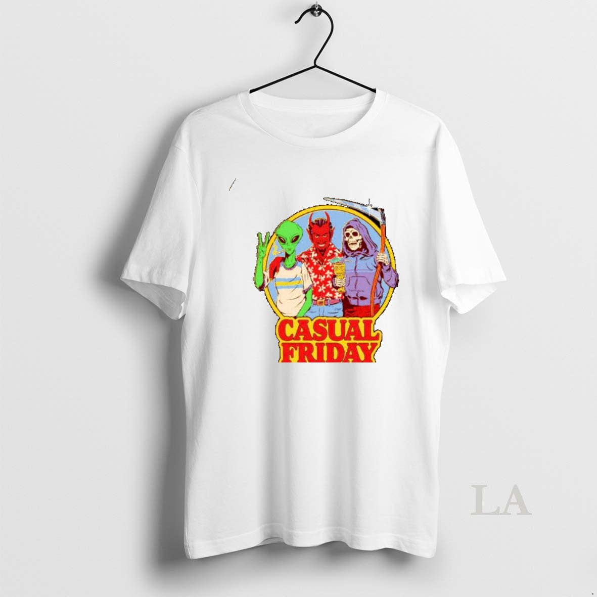 Original Alien Devil And Grim Reaper Casual Friday Ornaments Shirt Hoodie Sweatshirt | PurePodTees.com