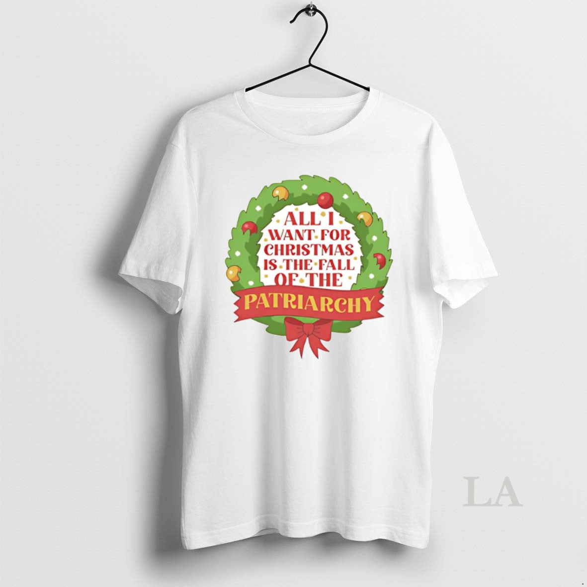 Original All I Want For Christmas Is The Fall Of The Patriarchy Wreath Shirt Hoodie Sweatshirt | PurePodTees.com