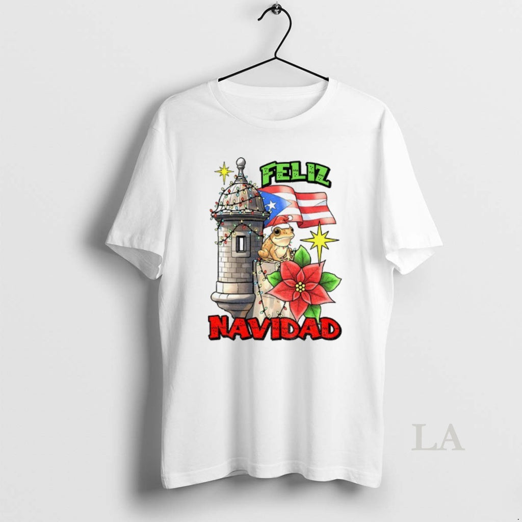 Original Bad Bunny Feliz Navidad Puerto Rican Flag Merry Christmas Shirt Hoodie Sweatshirt | PurePodTees.com