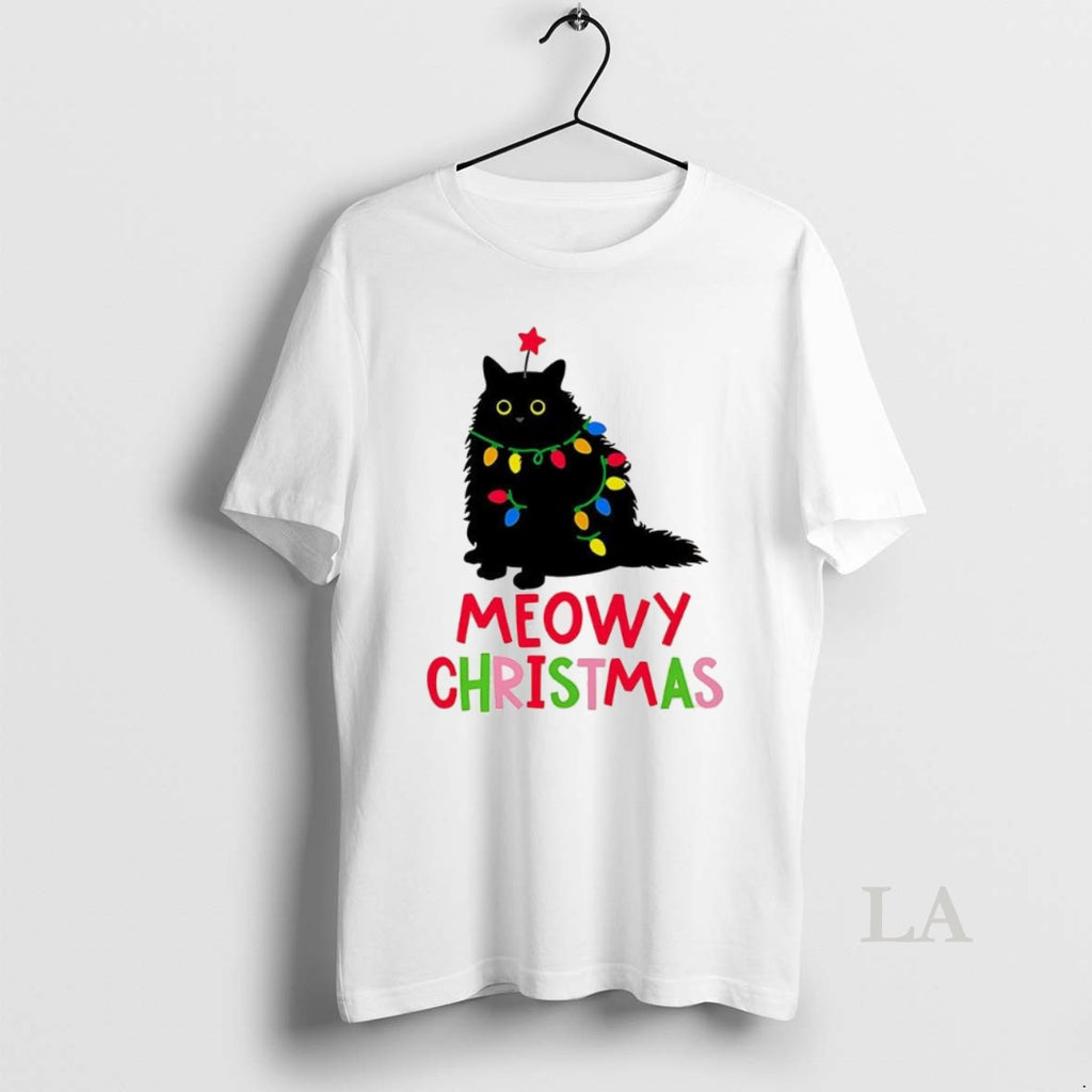 Original Black Cat Meowy Christmas Shirt Hoodie Sweatshirt | PurePodTees.com