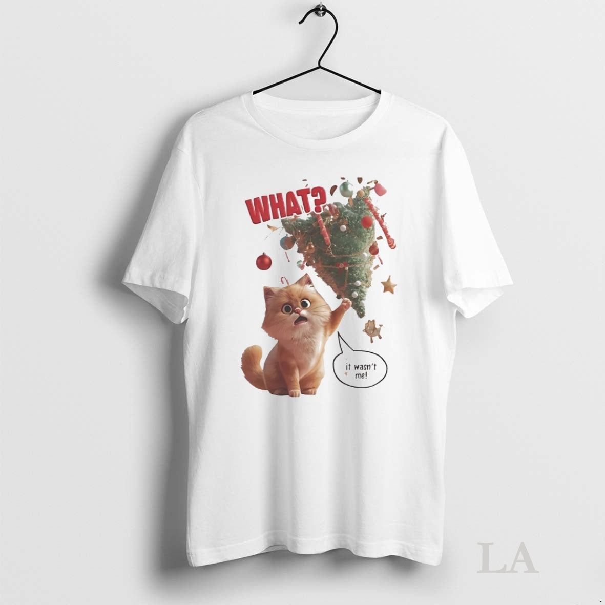 Original Cat Falling Christmas Tree What It Wasnt Me Shirt Hoodie Sweatshirt | PurePodTees.com