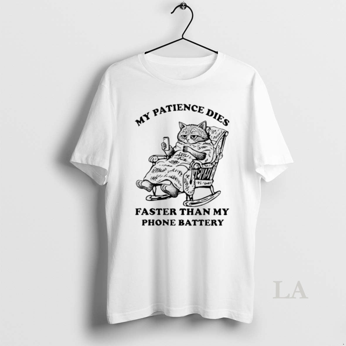 Original Cat My Patience Dies Faster Than My Phone Battery Shirt Hoodie Sweatshirt | PurePodTees.com