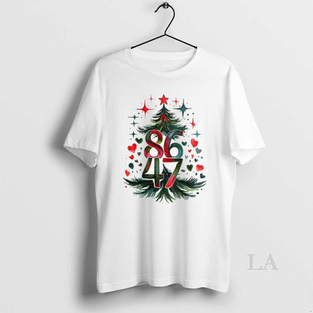 Original Christmas Tree Anti Trump 86 47 Anti Maga Democrat Progressive Merry Christmas Shirt Hoodie Sweatshirt