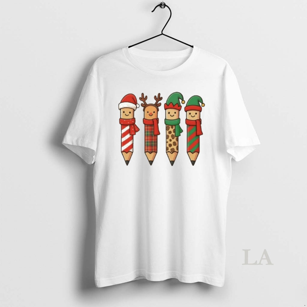 Original Coquette Teacher Students Christmas Pencils Festive Shirt Hoodie Sweatshirt | PurePodTees.com