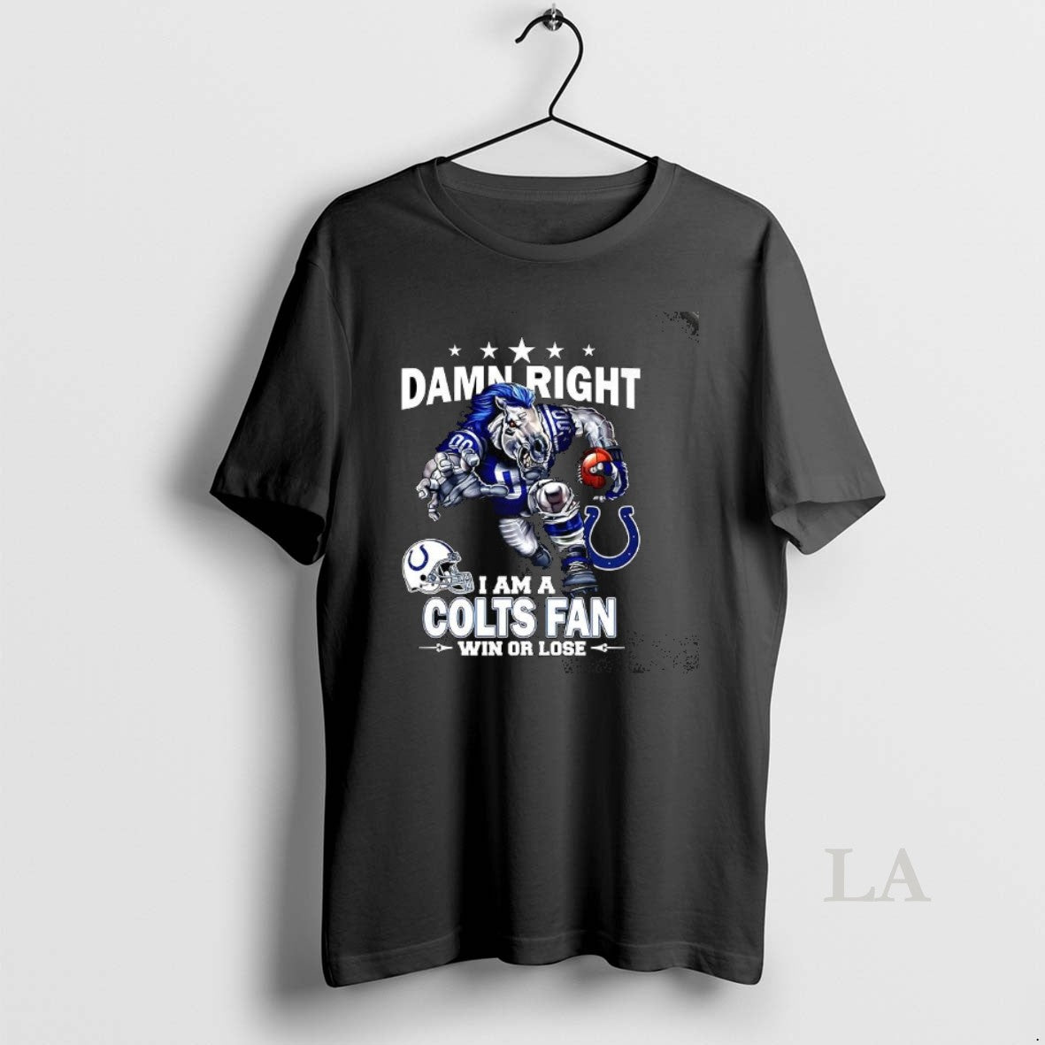 Original Damn Right I Am A Indianapolis Colts Fan Win Or Lose Mascot Shirt Hoodie Sweatshirt | PurePodTees.com
