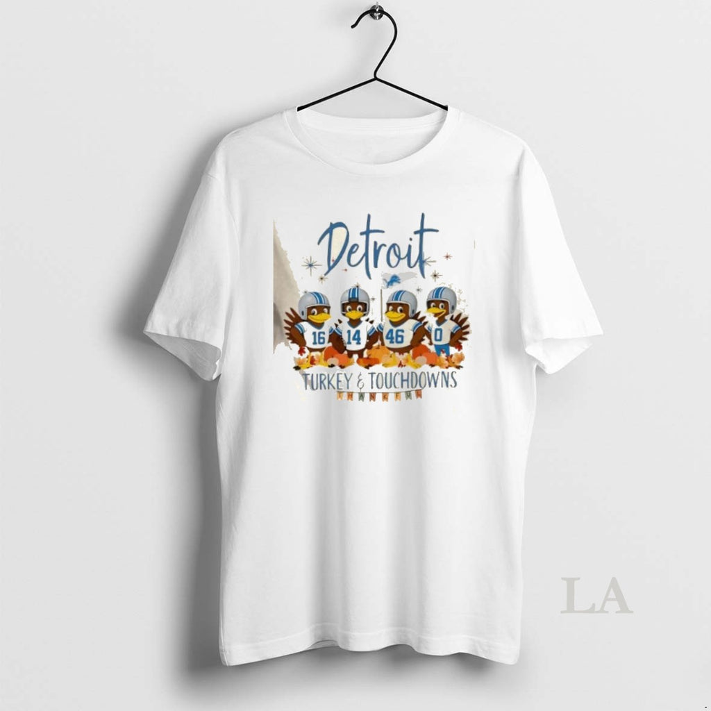 Original Detroit Lions Football Turkey And Touchdowns Thanksgiving Shirt Hoodie Sweatshirt | PurePodTees.com