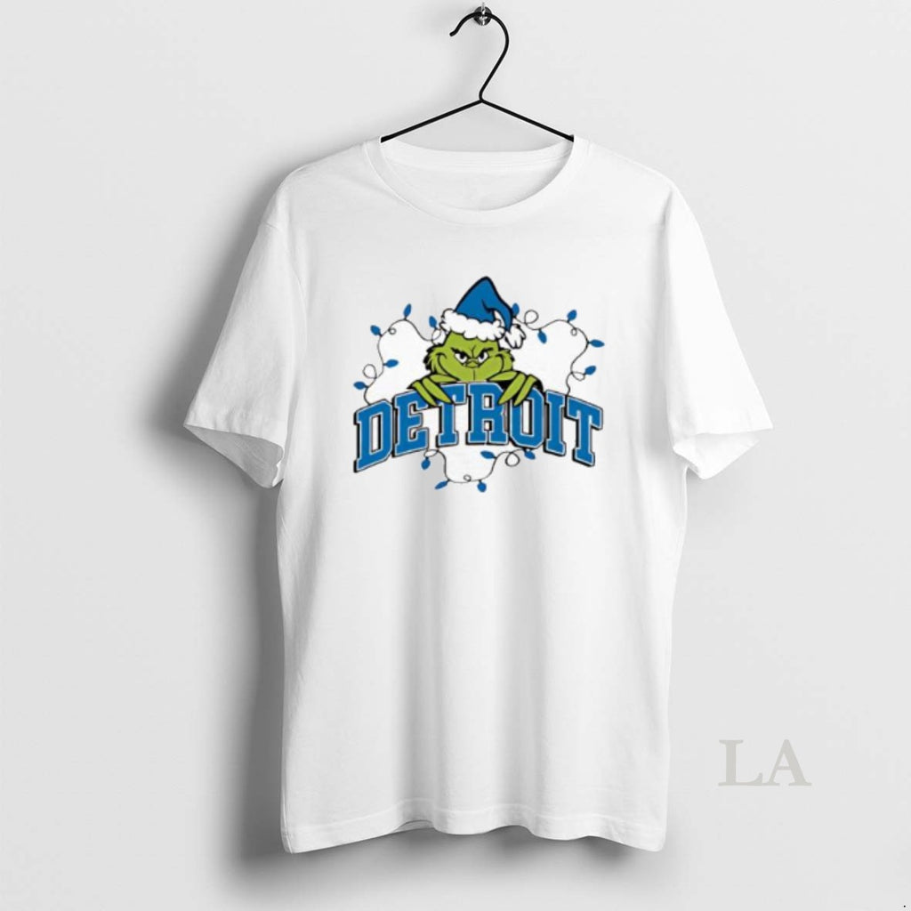 Original Detroit Lions Grinch With Christmas Lightings Shirt Hoodie Sweatshirt | PurePodTees.com
