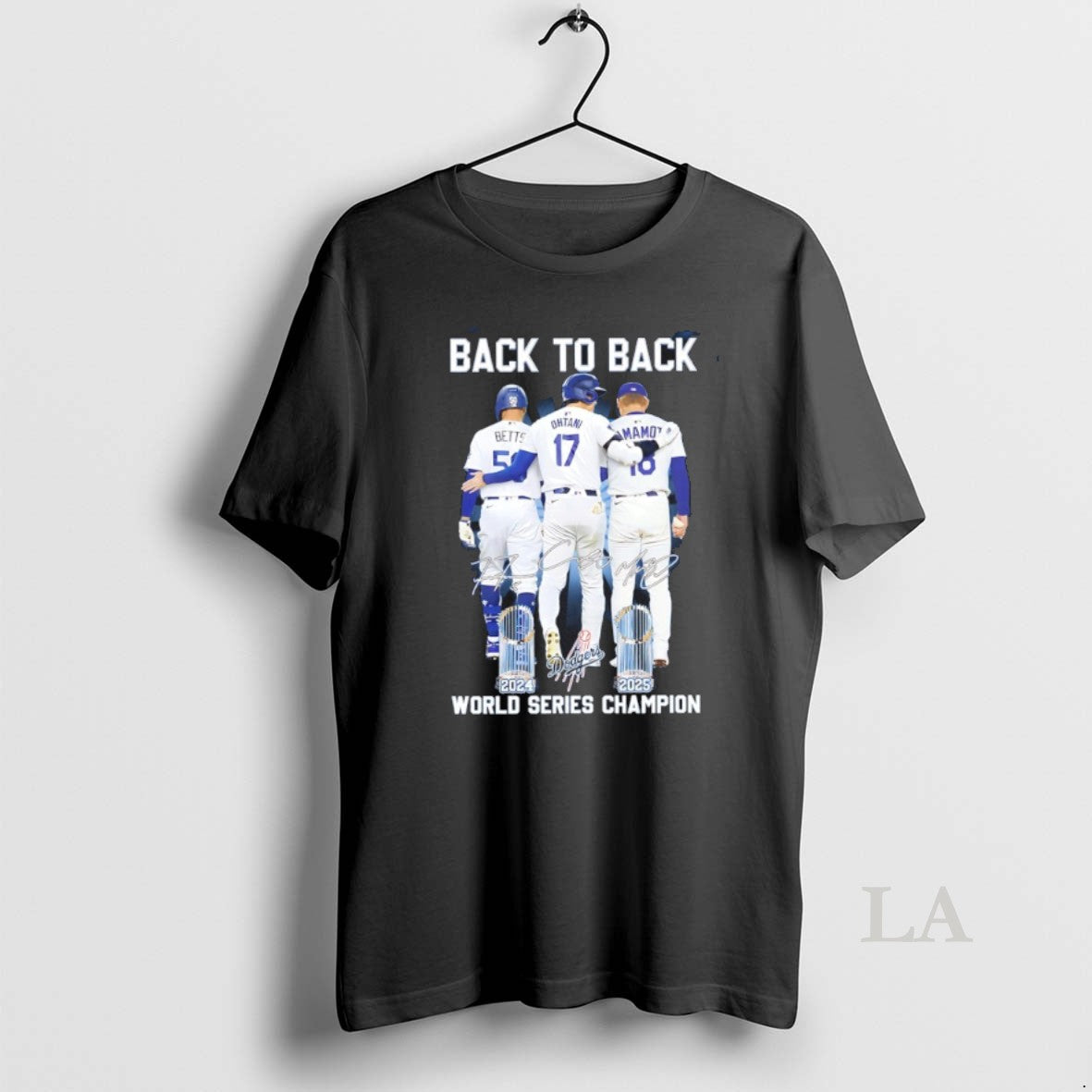 Original Dodgers Betts Ohtani Yamamoto Back 2 Back 2024 2025 World Series Champions Signatures Shirt Hoodie Sweatshirt