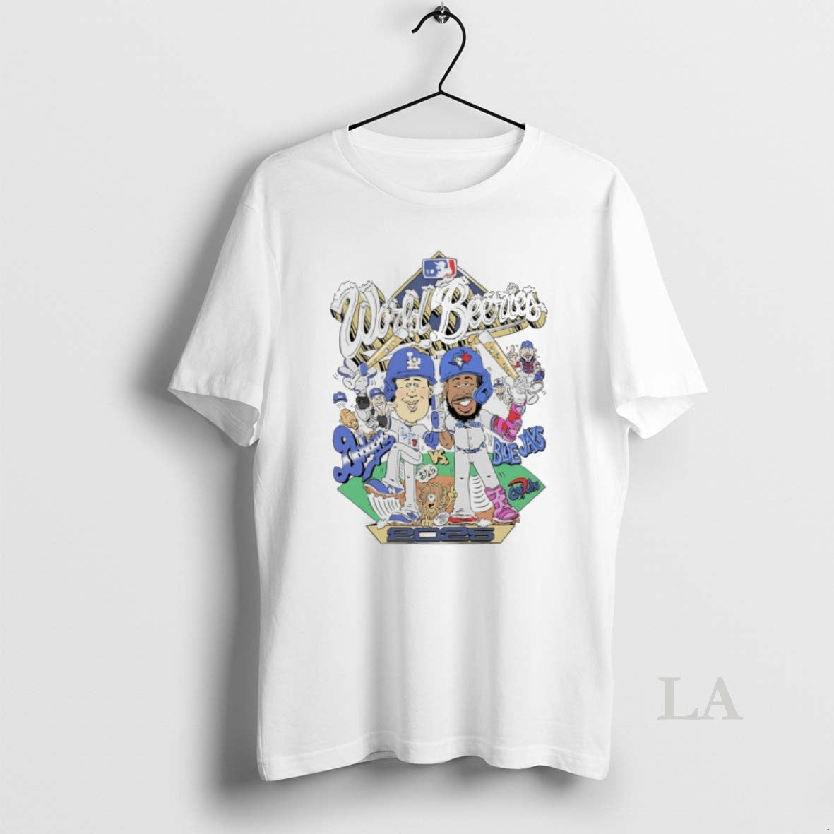 Original Dodgers Vs Blue Jays 2025 World Beeries Caricatures Shirt Hoodie Sweatshirt | PurePodTees.com