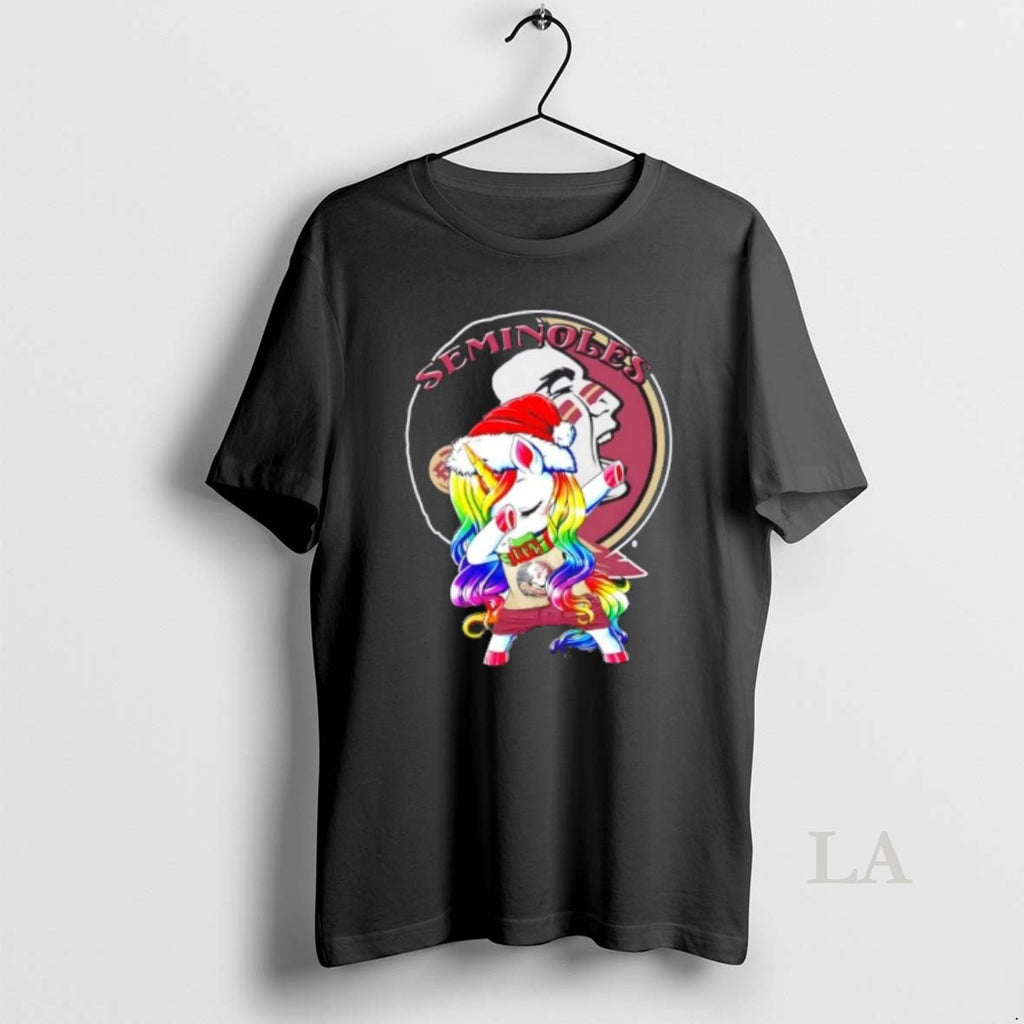 Original Florida State Seminoles Football X Unicorn Santa Hat Dabbing Merry Christmas Shirt Hoodie Sweatshirt