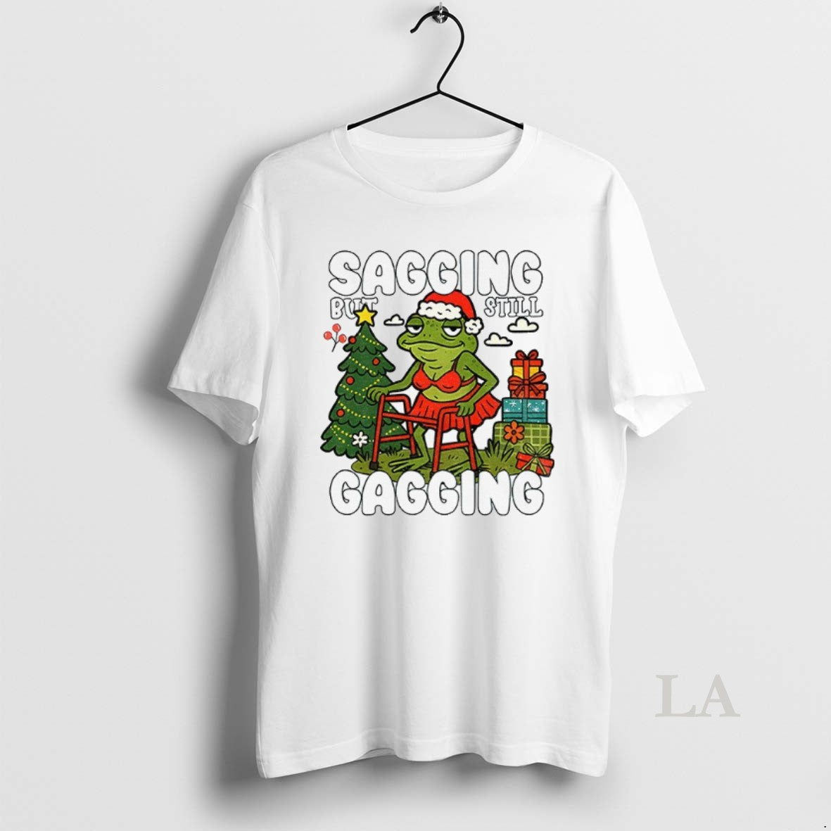 Original Frog Santa Hat Sagging But Still Gagging Christmas Shirt Hoodie Sweatshirt | PurePodTees.com