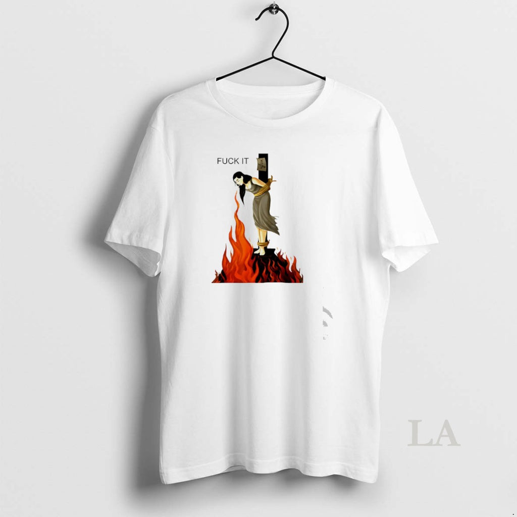 Original Fuck It Woman Hanging On A Cross Smoking Shirt Hoodie Sweatshirt | PurePodTees.com