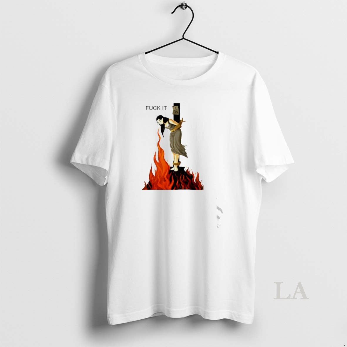 Original Fuck It Woman Hanging On A Cross Smoking Shirt Hoodie Sweatshirt | PurePodTees.com