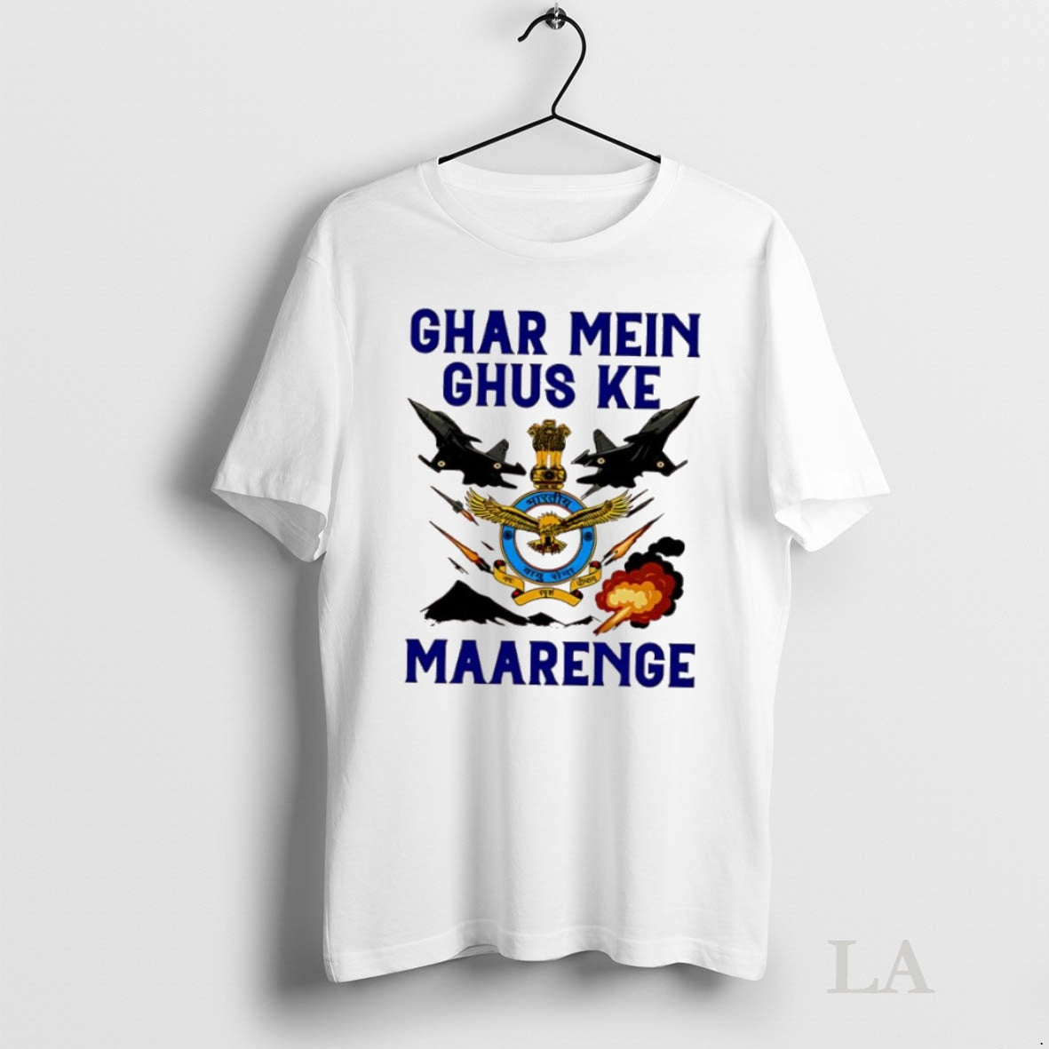 Original Ghar Mei Ghus Ke Maarenge Indian Airforce Shirt Hoodie Sweatshirt | PurePodTees.com