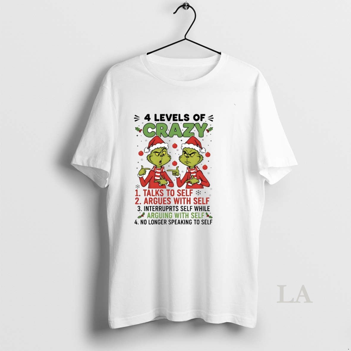 Original Grinch 4 Levels Of Crazy Talks To Self Argues With Self Christmas Shirt Hoodie Sweatshirt | PurePodTees.com