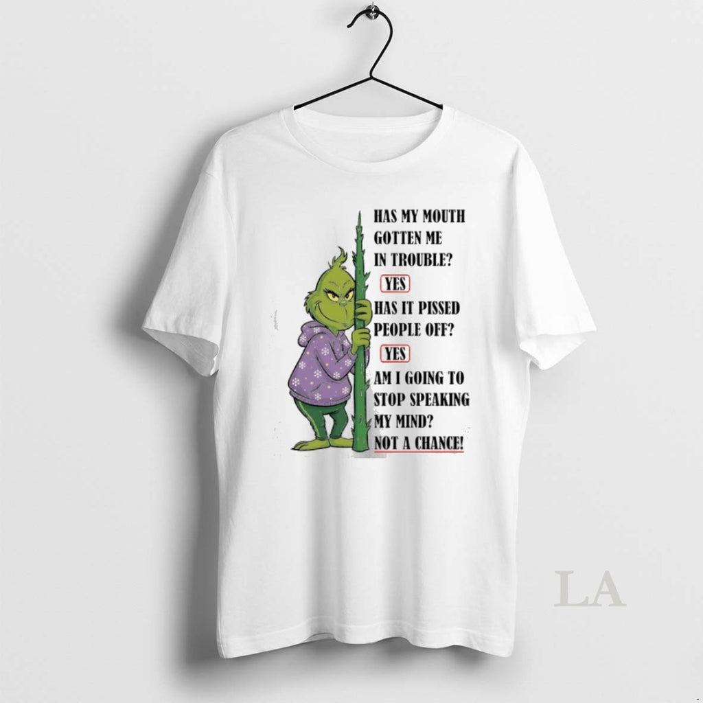 Original Grinch Christmas My Mouth Gotten Me In Trouble Shirt Hoodie Sweatshirt | PurePodTees.com