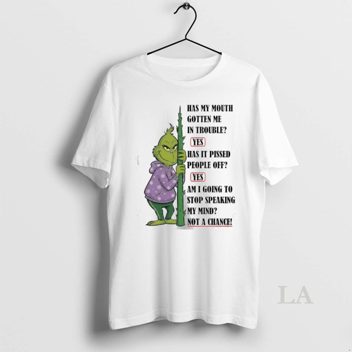 Original Grinch Christmas My Mouth Gotten Me In Trouble Shirt Hoodie Sweatshirt | PurePodTees.com