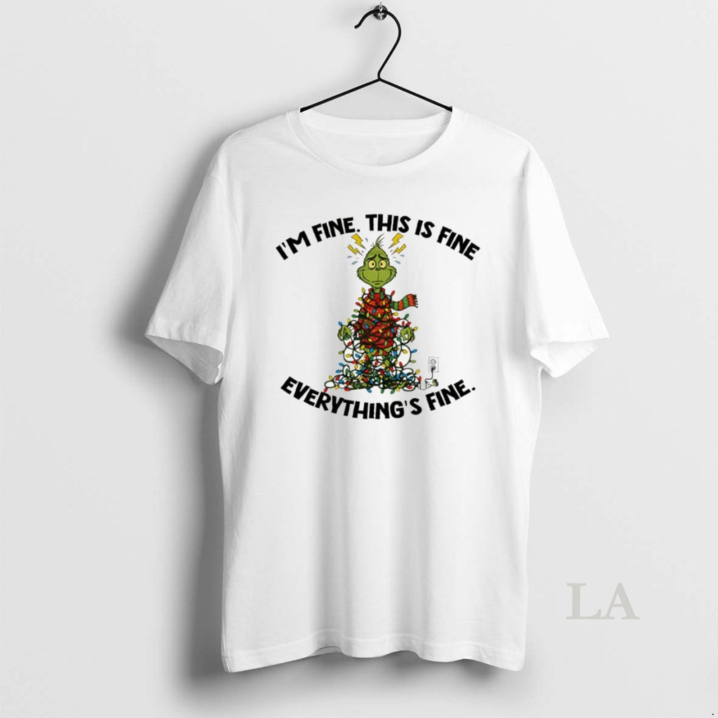 Original Grinch Christmas Tree Im Fine This Is Fine Everythings Fine Santa Shirt Hoodie Sweatshirt | PurePodTees.com