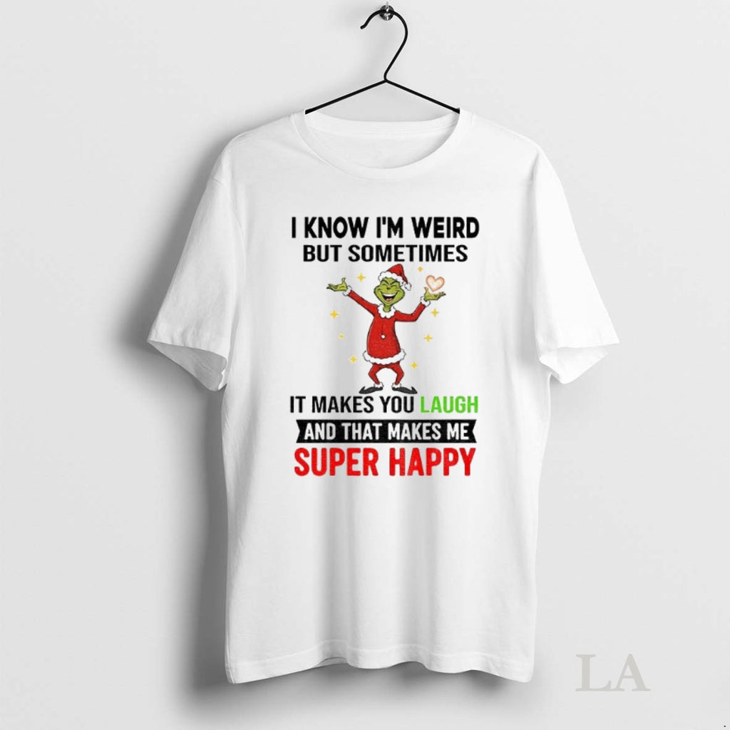 Original Grinch Santa Heart I Know Im Weird But Sometimes It Makes You Laugh And Shirt Hoodie Sweatshirt | PurePodTees.com
