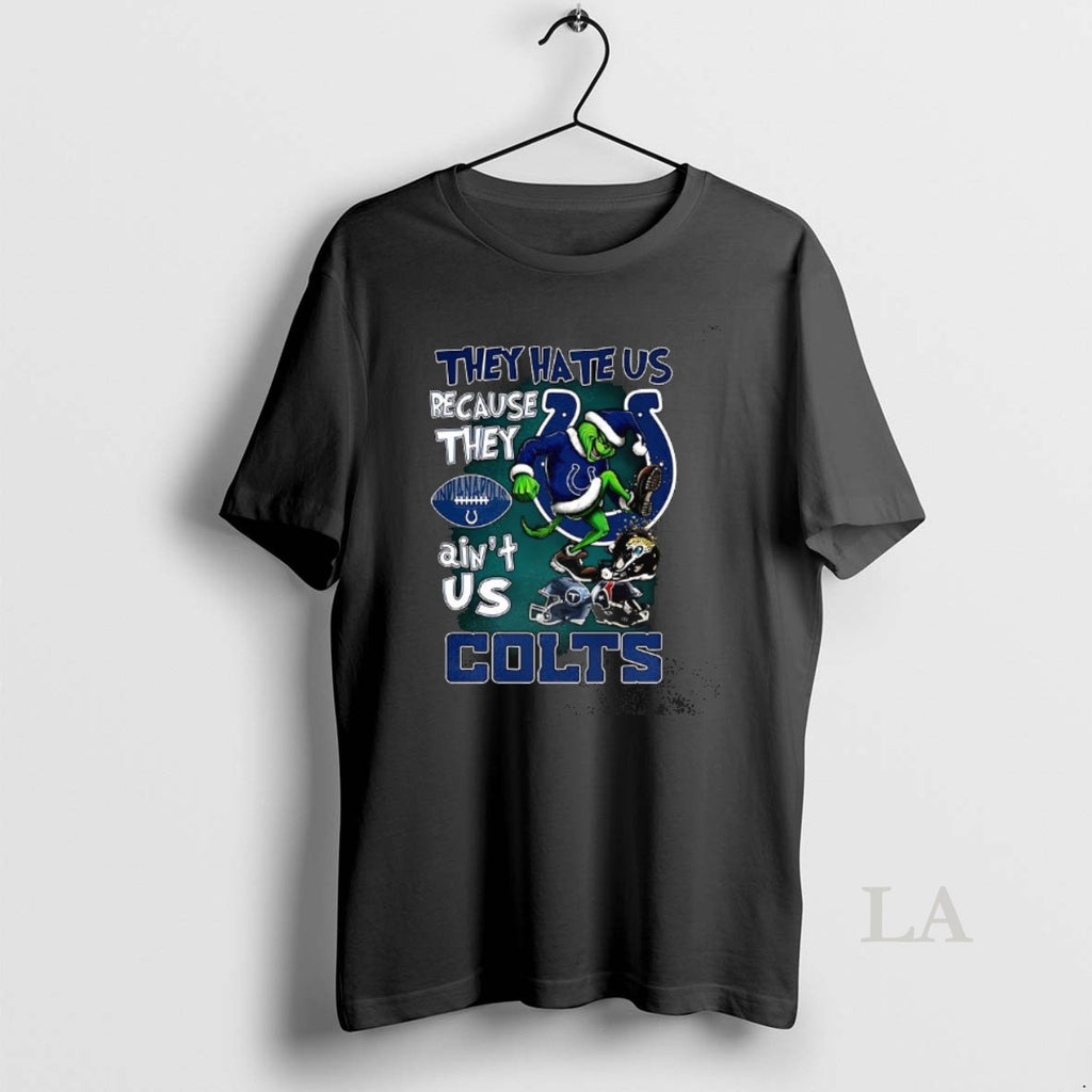 Original Grinch Steps Helmet They Hate Us Because They Aint Us Indianapolis Colts Christmas Shirt Hoodie Sweatshirt