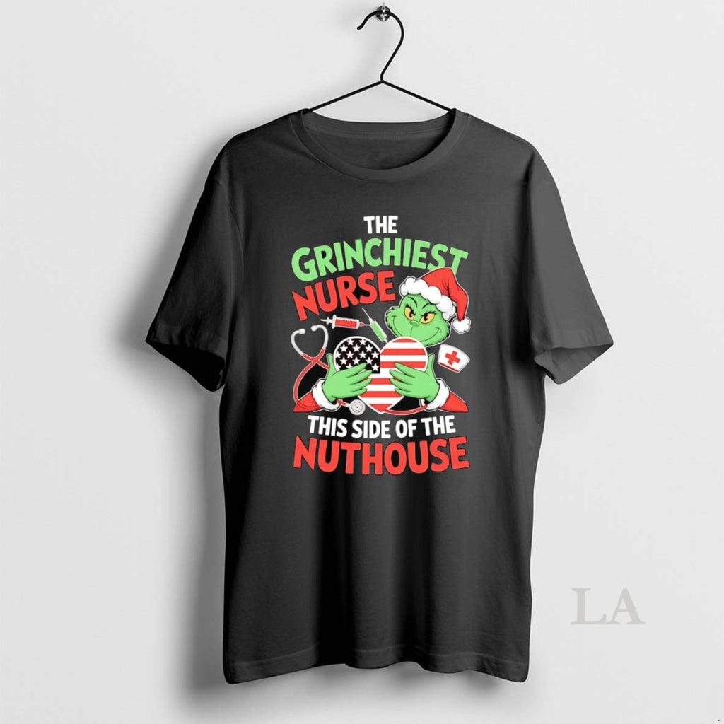 Original Grinch The Grinchiest Nurse This Side Of The Nuthouse Christmas Shirt Hoodie Sweatshirt | PurePodTees.com