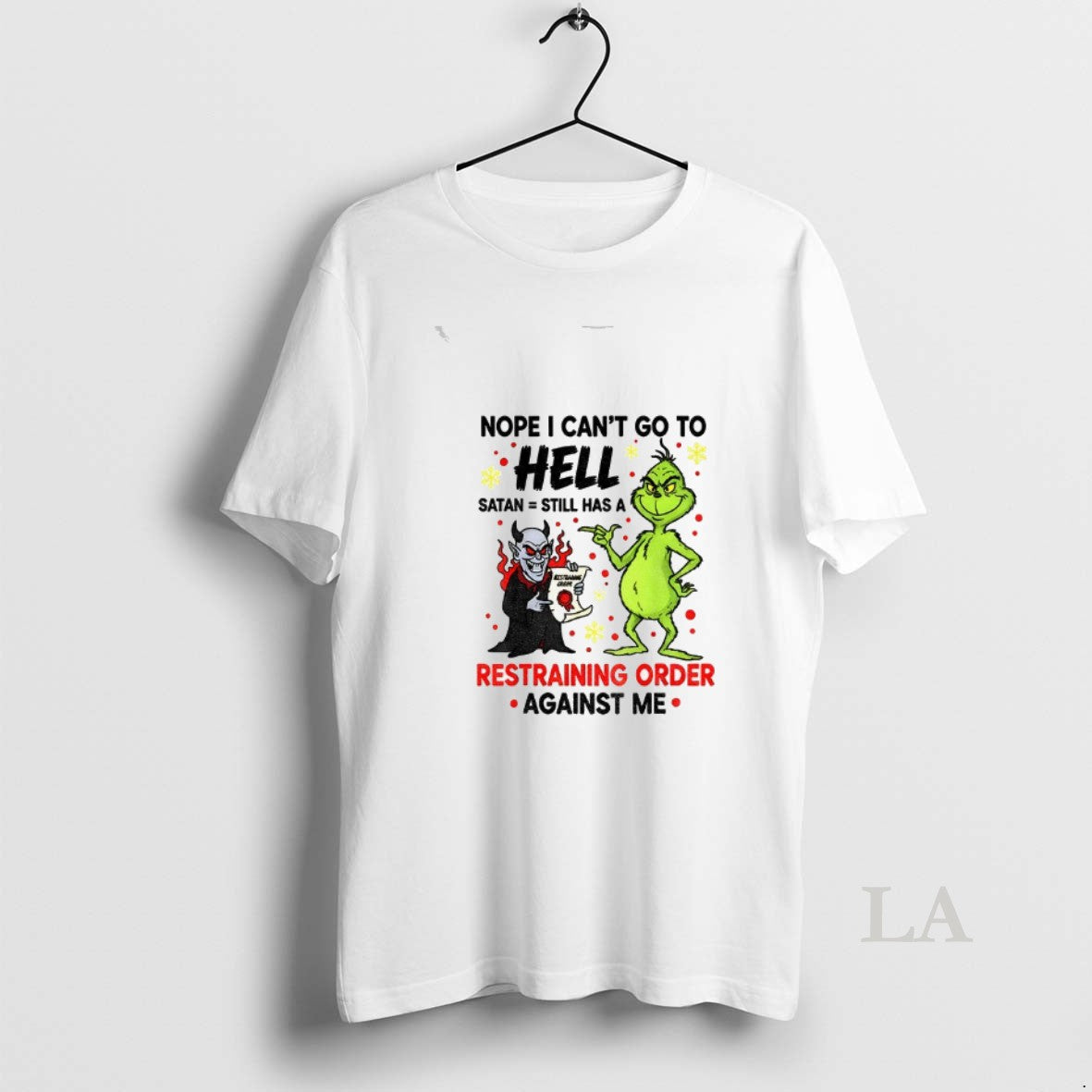 Original Grinch With Devil Nope I Cant Go To Hell Satan Still Has A Restraining Shirt Hoodie Sweatshirt | PurePodTees.com