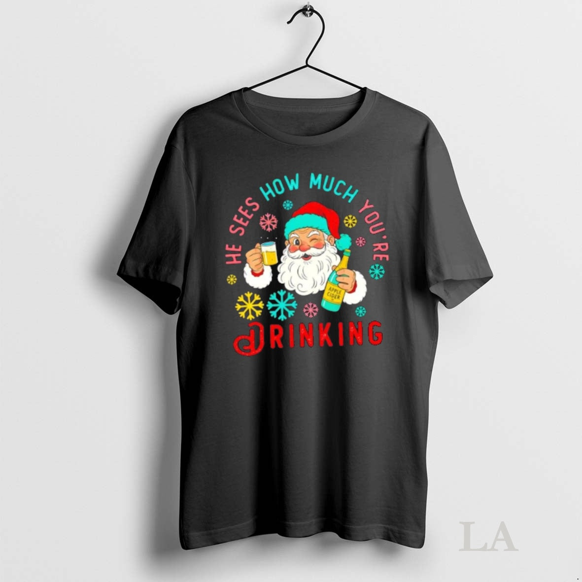 Original He Sees How Much Youre Drinking Santa Christmas Shirt Hoodie Sweatshirt | PurePodTees.com
