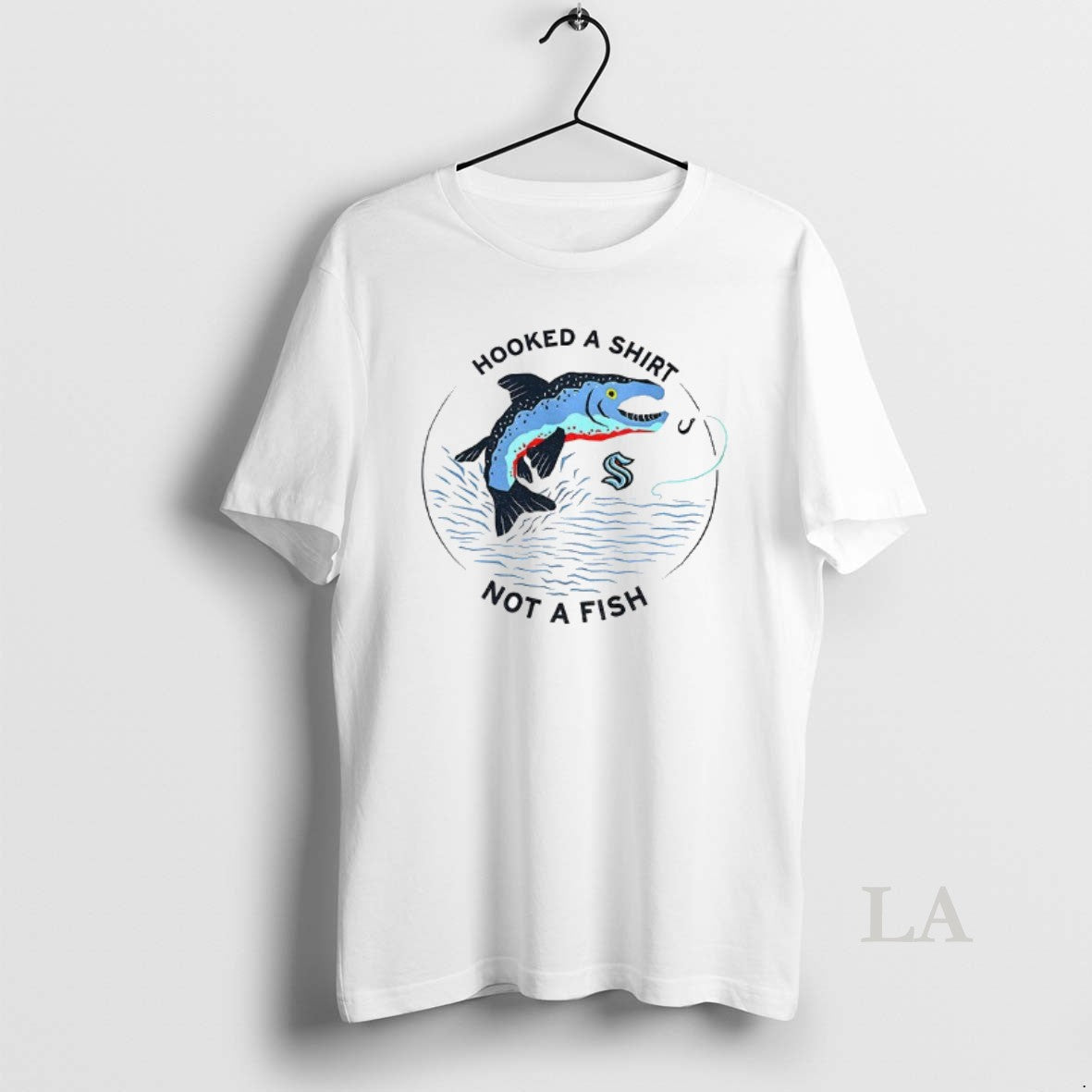 Original Hooked A Not A Fish Seattle Kraken Hockey Nhl 2025 Logo Shirt Hoodie Sweatshirt | PurePodTees.com