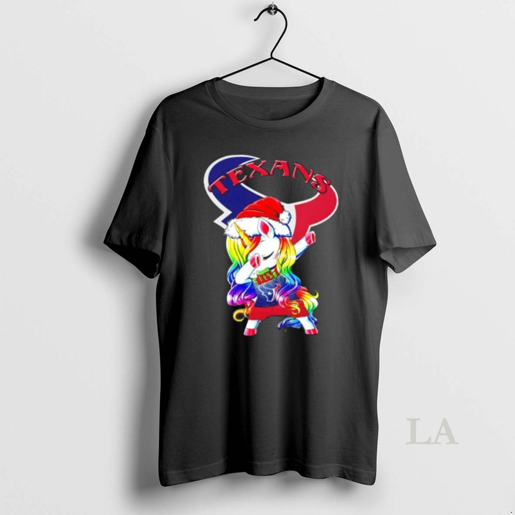 Original Houston Texans X Unicorn Santa Hat Dabbing Merry Christmas Shirt Hoodie Sweatshirt | PurePodTees.com