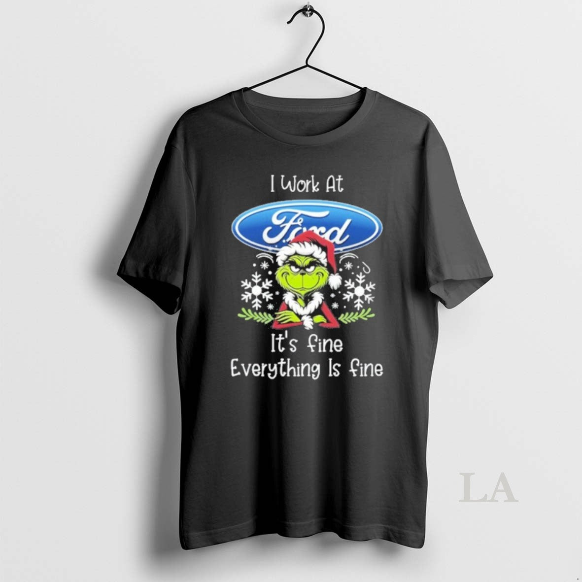 Original I Work At Santa Grinch X Ford Motor Its Fine Everything Is Fine Shirt Hoodie Sweatshirt | PurePodTees.com