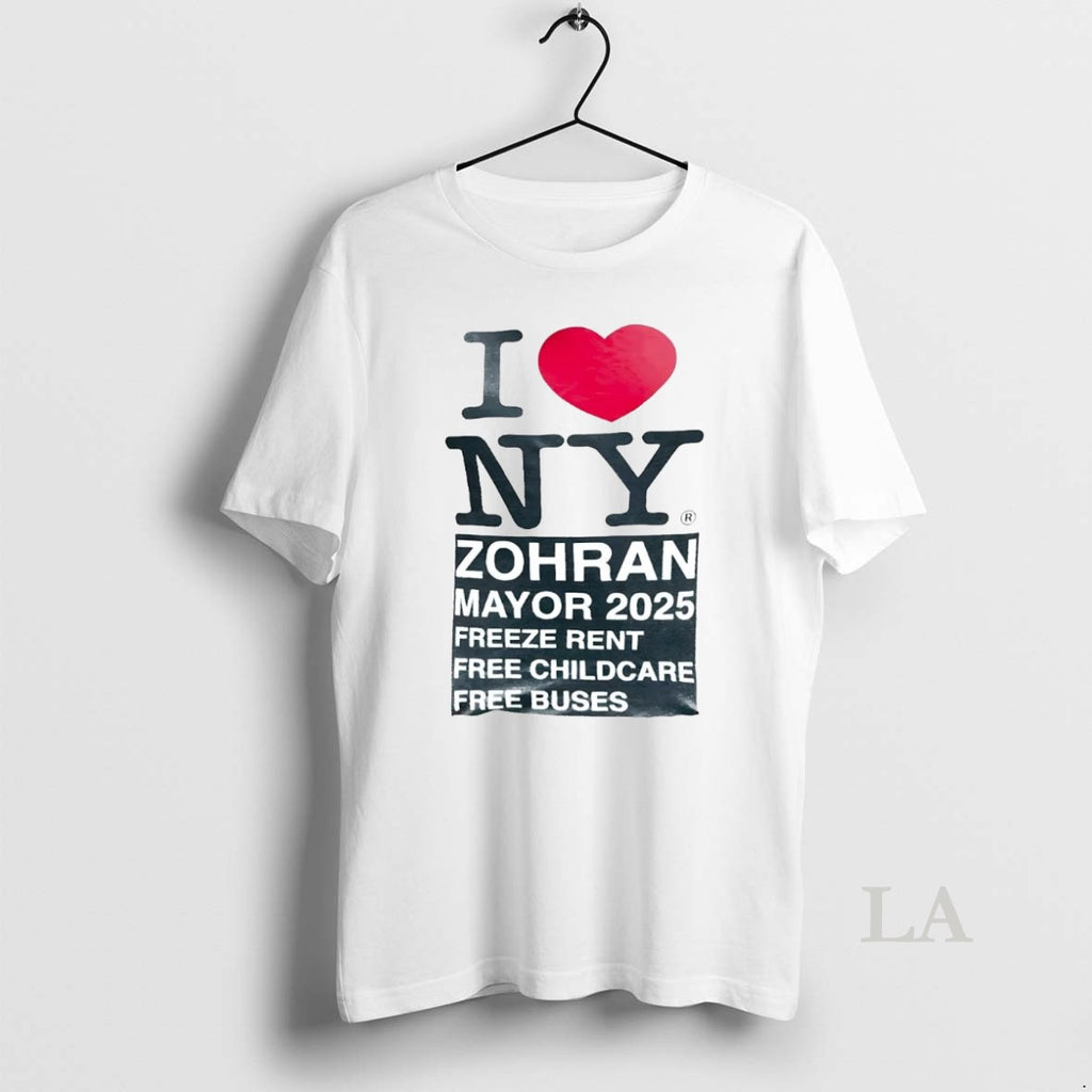 Original I Love New York Zohran Mayor 2025 Freeze Rent Free Childcare Shirt Hoodie Sweatshirt | PurePodTees.com