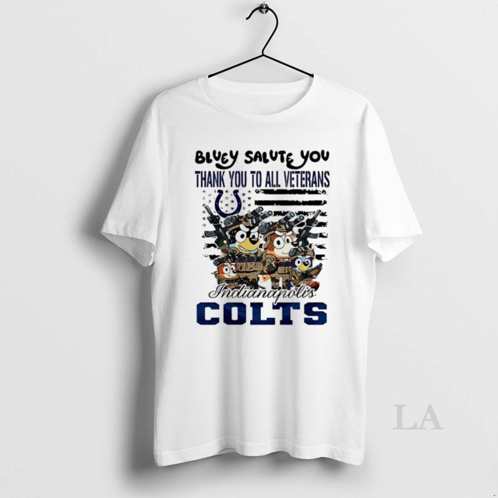 Original Indianapolis Colts Bluey Salute You Thank You To All Veterans Shirt Hoodie Sweatshirt | PurePodTees.com