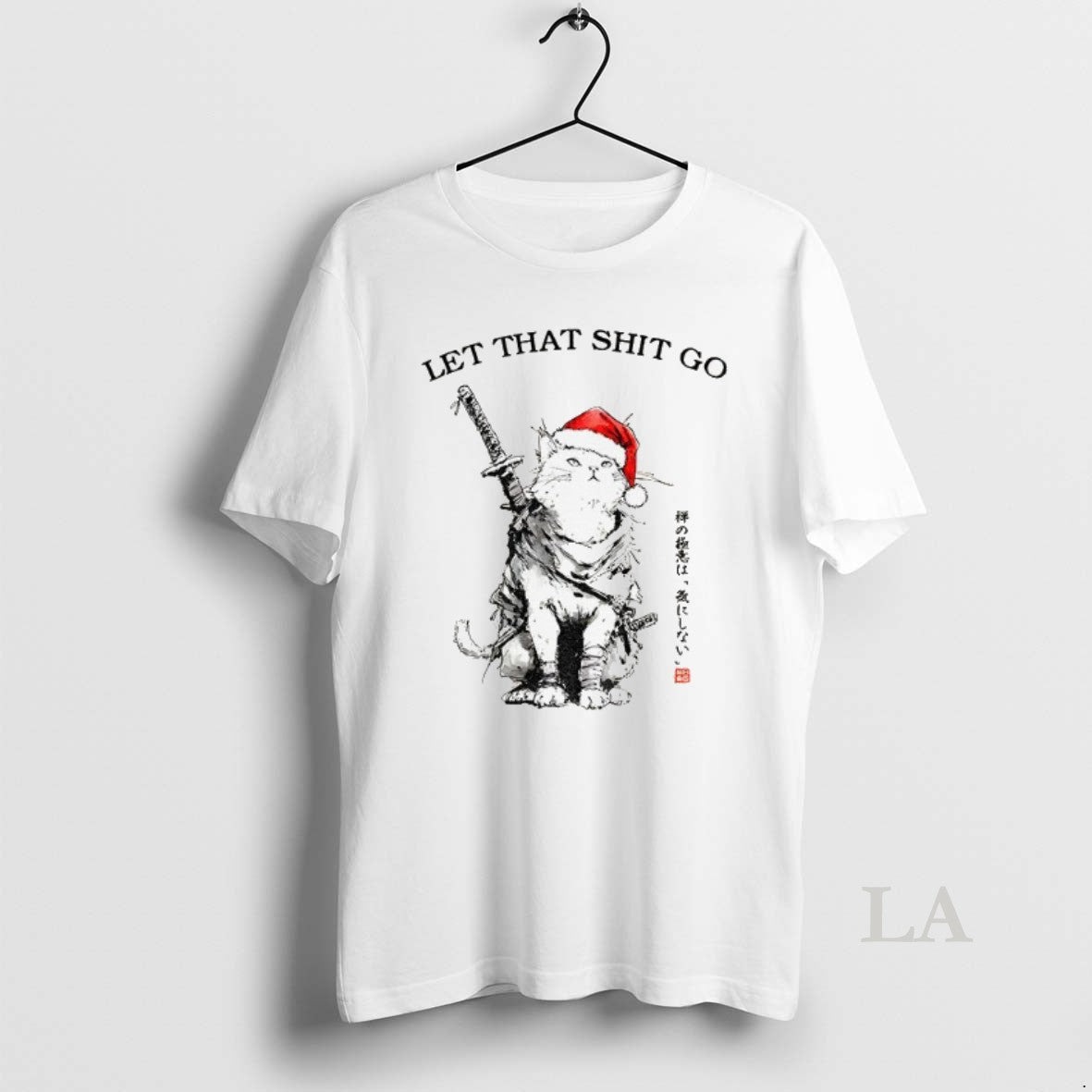 Original Japan Cat Santa Hat Let That Shit Go Merry Christmas Shirt Hoodie Sweatshirt | PurePodTees.com