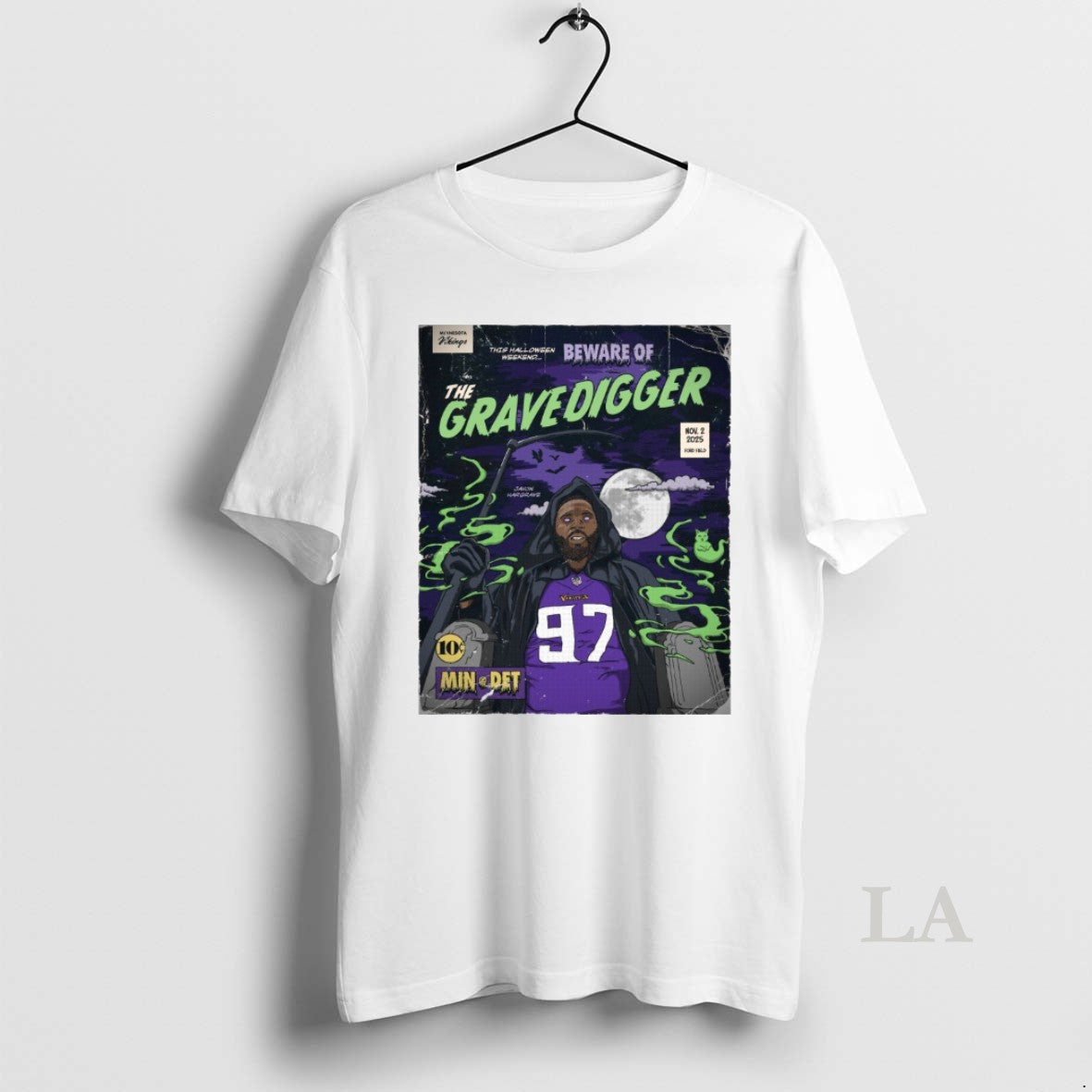 Original Javon Hargrave This Halloween Weekend Beware Of The Gravedigger Minnesota Vikings Vs Detroit Lions Shirt Hoodie...