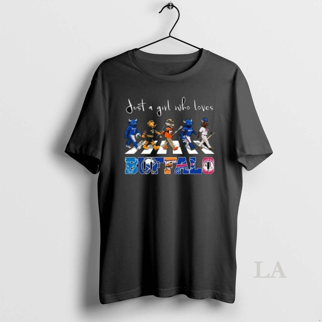 Original Just A Girl Who Loves Mascot Buffalo City Sports All Team 2025 Long Sleve Shirt Hoodie Sweatshirt | PurePodTees.com