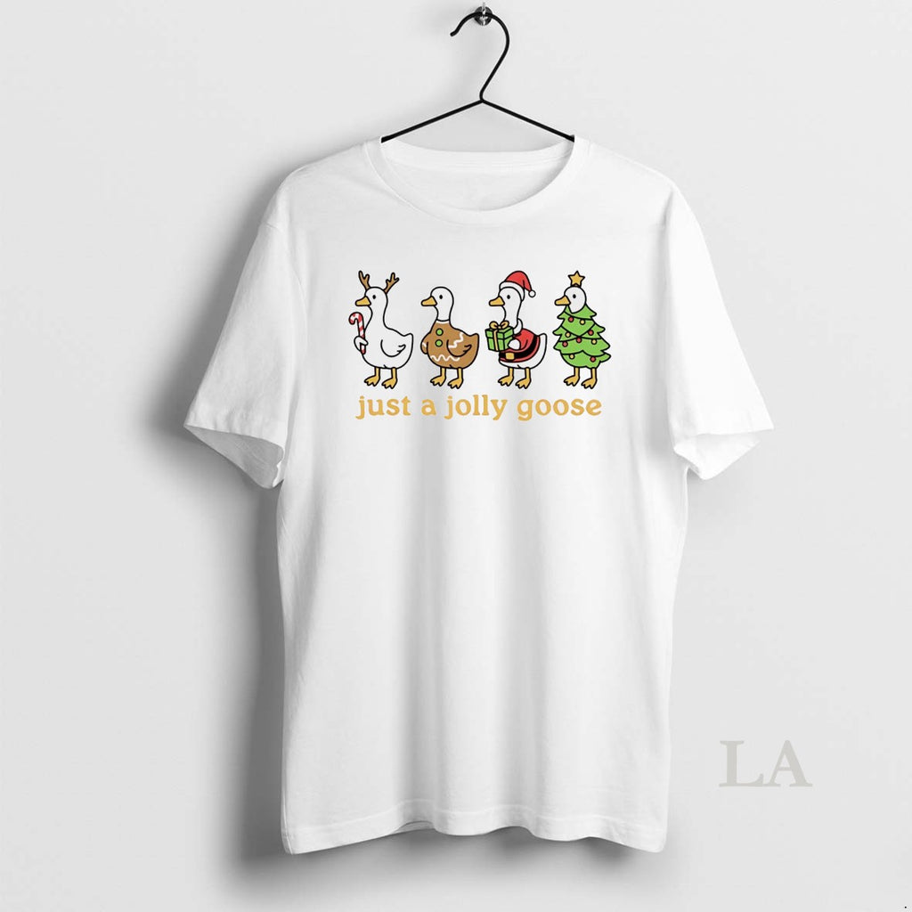 Original Just A Jolly Goose Christmas White Shirt Hoodie Sweatshirt | PurePodTees.com