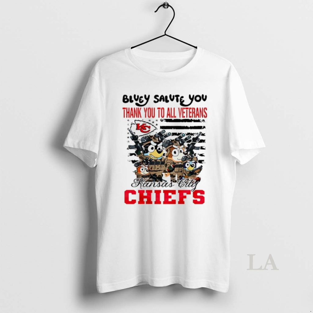 Original Kansas City Chiefs Bluey Salute You Thank You To All Veterans Shirt Hoodie Sweatshirt | PurePodTees.com