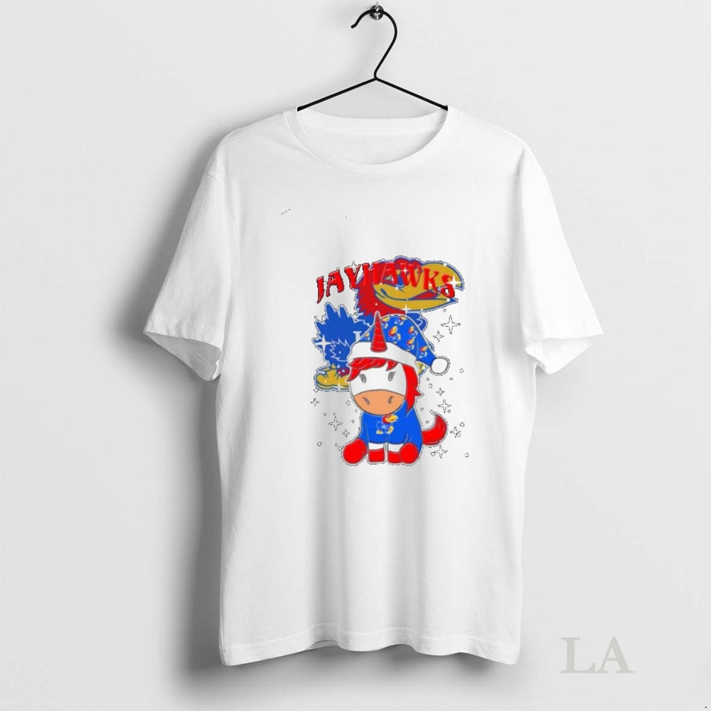 Original Kansas Jayhawks Football X Unicorn Merry Christmas Shirt Hoodie Sweatshirt | PurePodTees.com