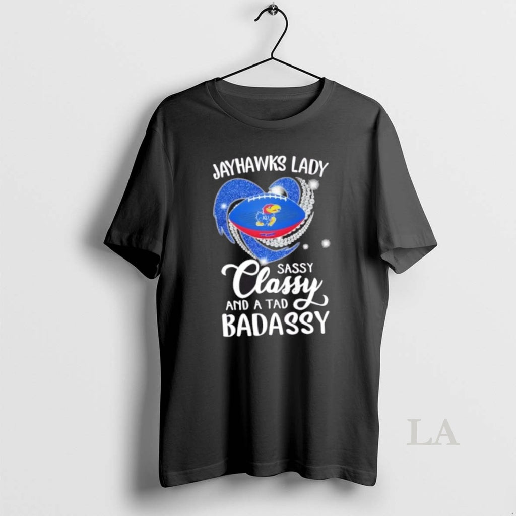 Original Kansas Jayhawks Lady Sassy Classy And A Tad Badassy Diamond Heart Shirt Hoodie Sweatshirt | PurePodTees.com
