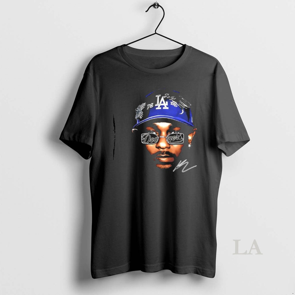 Original Kendrick Lamar X Los Angeles Dodgers Big Head Signature Shirt Hoodie Sweatshirt | PurePodTees.com